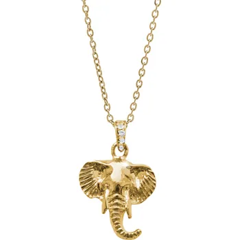 Módní doplněk JSB bijoux s.r.o. Zlatý náhrdelník z bižuterní slitiny hlava slona s krystaly Swarovski Crystal