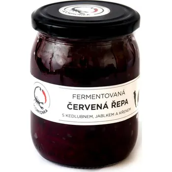 konzervovaná zelenina Fermentovaná červená řepa s kedlubnem, jablkem a křenem 500 g