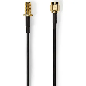 Počítačové příslušenství Nedis koaxiální WLAN anténní kabel reverse SMA zástrčka – reverse SMA zásuvka, 1 m (CSGL02210BK10)