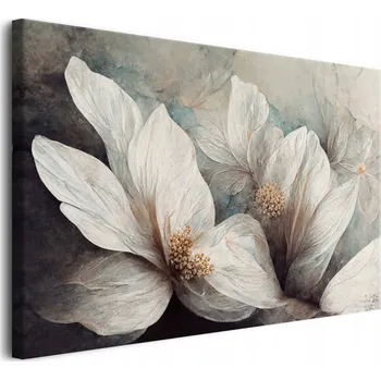 Obraz Stylový obraz na plátně do ložnice Bílé Květy Nástěnná dekorace 80x120