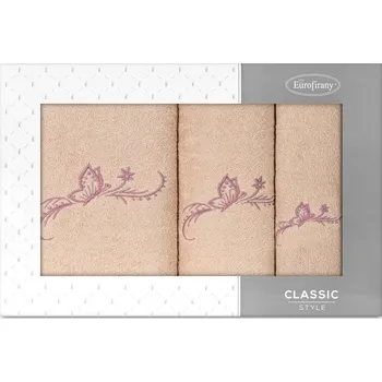 Ručník KOMPLET RUČNÍKŮ 3 30X50 CM, 50X90 CM, 70X140 CM PUDROVÝ