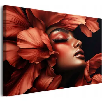 Obraz Módní obraz do interiéru Barevná nástěnná dekorace Portrét ženy s květinami