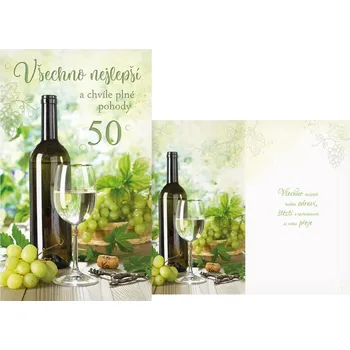 Blahopřání 50 - víno, zelené