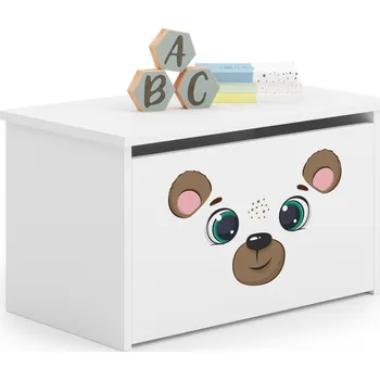 úložný prostor na hračky Truhla, box, úložný prostor na hračky DARIA bílá s motivem medvídka Teddy Bear