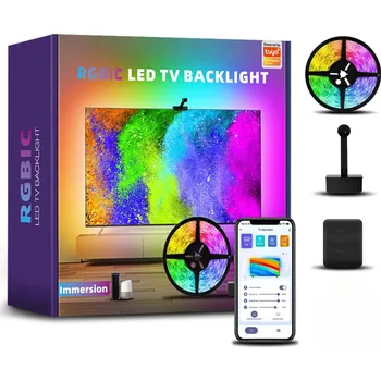 LED páska Chytré LED podsvícení na TV s kamerou | LED pásek RGBIC 3.8 m (pro 140 cm až 165 cm TV)