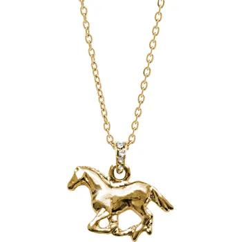 Módní doplněk JSB bijoux s.r.o. Zlatý náhrdelník z bižuterní slitiny běžící kůň s krystaly Swarovski Crystal