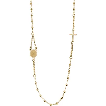 Módní doplněk JSB bijoux s.r.o. Zlatý ocelový náhrdelník růženec s křížkem a medailonem