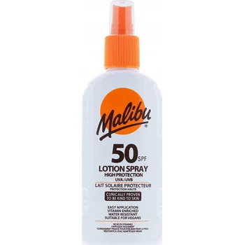 Přípravek na opalování Vodotěsný SPREJ na Obličej a Tělo MALIBU SUN LOTION SPRAY SPF50 200 ML