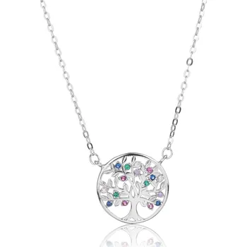 Náhrdelník 4U Střibrný náhrdelník strom života s barevnými zirkony