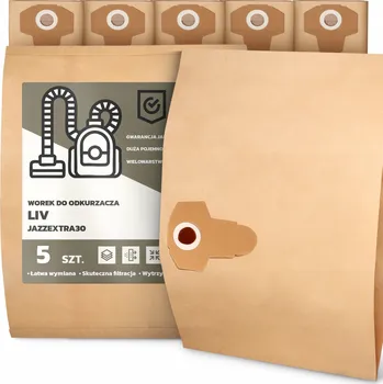 Sáček do vysavače 5x SÁČEK do VYSAVAČE Liv JAZZEXTRA30 Papírový 2-vrstvý Silný Sáčky 2A