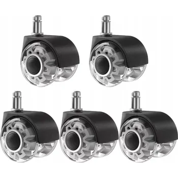 SADA 5 TICHÝCH KOLEČEK Z PU NA KANCELÁŘSKÉ ŽIDLE 11X22MM 360° NA PARKTETY A KOBEREC