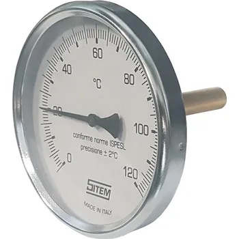 Teploměr bimetalový 100×200 mm, 0-120 °C, s jímkou