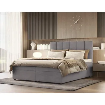 Postel Čalouněná postel boxspring Delta 180 x 200 cm + topper, v šedé látce Jasmine 96