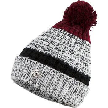 Čepice GUGGEN MOUNTAIN Zimní čepice s bambulí a lehkou fleecovou podšívkou Unisex K109 ČERNÁ|ČERVENÁ