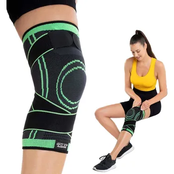 Chránič kolene 4FIZJO Elastická kolenní ortéza S ZELENÁ|ČERNÁ