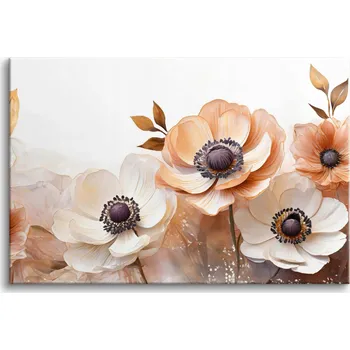 Obraz Obrazy na plátně na zeď do ložnice Květiny v béžové barvě Dekorace 80x120