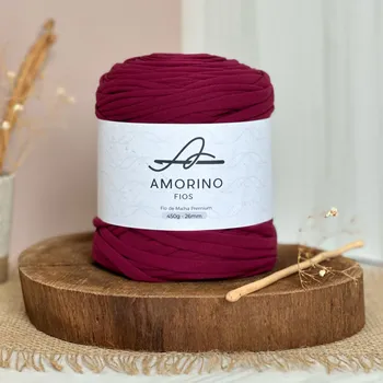 Příze Amorino Fios Textilní špagáty Amorino Fio - Premium 26mm Vinho