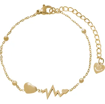 Náramek JSB bijoux s.r.o. Zlatý ocelový náramek puls srdce bez krystalů