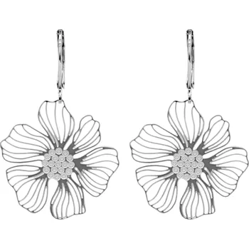 Náušnice JSB bijoux s.r.o. Ocelové náušnice klapky velký jemný prořezávaný květ