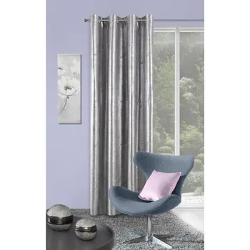 Závěs HOTOVÝ ZÁVĚS MOSAZ 140X250 CM ŠEDÁ