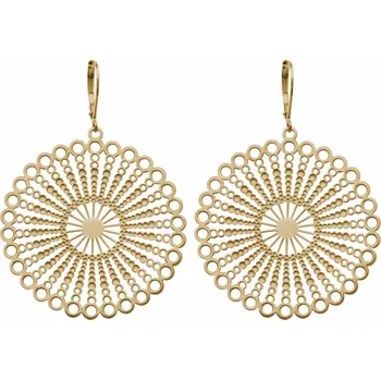 Módní doplněk JSB bijoux s.r.o. Zlaté ocelové náušnice klapky s filigránovým sluncem bez krystalů