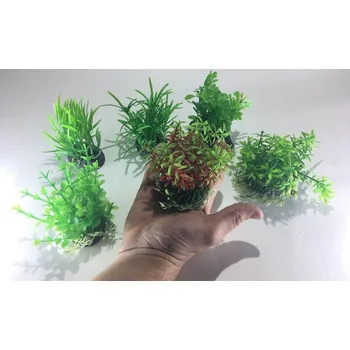 Dekorace do akvária UP Aqua set akvarijních plastových rostlin 6ks XXL 08-06