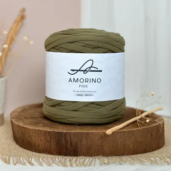 Příze Amorino Fios Textilní špagáty Amorino Fio - Premium 26mm Verde Militar