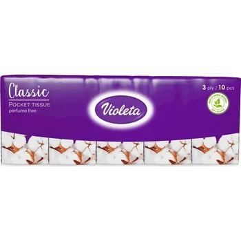 Papírový kapesník Violeta Classic kapesníčky 3-vrstvé 10 x 10 ks