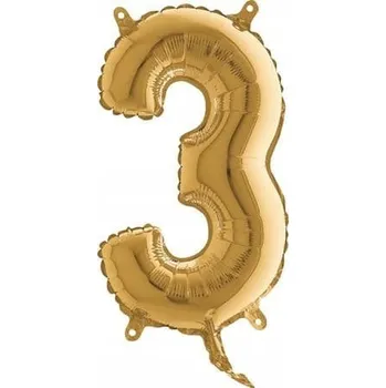 Balónek ČÍSLICE GOLDEN MINI 3 (35cm,14") fóliový balónek