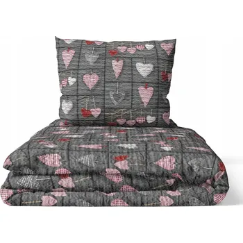 Povlečení Krepové povlečení 160x200 šedé srdce Valentýn 0825