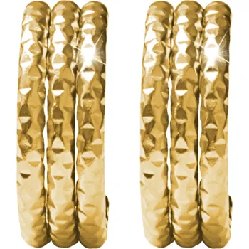 Módní doplněk JSB bijoux s.r.o. Zlaté ocelové náušnice trojitá kreole s pomačkaným vzhledem