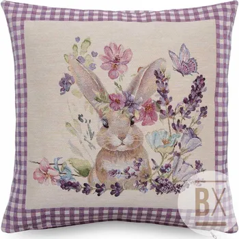 Obliečka na vankúš Gobelín 42/42 cm - ZAJÍČEK fialová