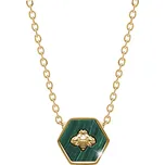 JSB bijoux s.r.o. Zlatý ocelový náhrdelník plástev s včelkou a pravým kamenem Green