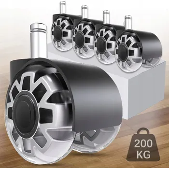 SADA 5 TICHÝCH KOLEČEK Z PU NA KANCELÁŘSKÉ ŽIDLE 11X22MM 360° NA PARKTETY A KOBEREC