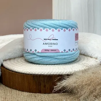 Příze Amorino Fios Textilní špagáty Amorino Fio s potiskem - Premium 26mm Azul Bebê