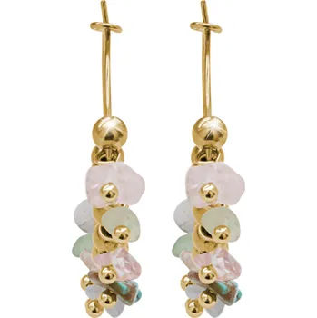 Módní doplněk JSB bijoux s.r.o. Zlaté ocelové náušnice kruhy zdobené pravými kameny Multi