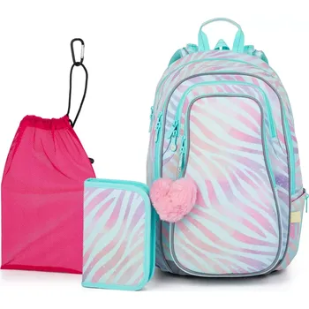 Školní batoh Duhová zebra Topgal LYNN 25007 SET MEDIUM