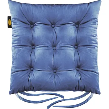 VANKÚŠ NA STOLIČKU "ZAMATOVÝ" 40X40X6 CM MODRÁ