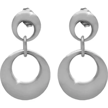 Módní doplněk JSB bijoux s.r.o. Ocelové náušnice puzety dva obvodové nepravidelné kruhy bez krystalů
