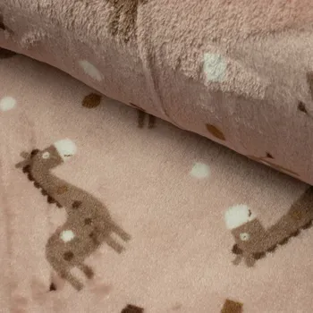 Babysoft vzorovaný - Žirafa na pudrovém