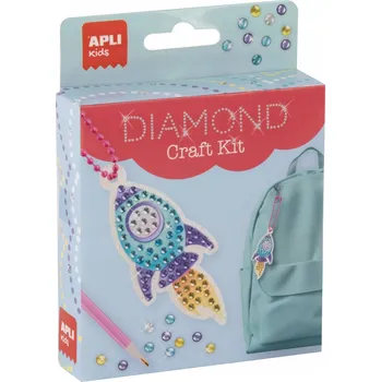 kreativní sada Sada pro výrobu diamantových klíčenek DIY Apli Kids - Raketa
