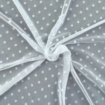 Tyl elastický "4-way" s tečkou - Bílá