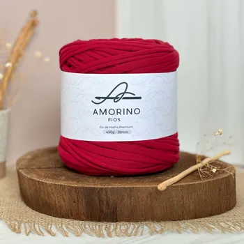 Příze Amorino Fios Textilní špagáty Amorino Fio - Premium 26mm Carmin