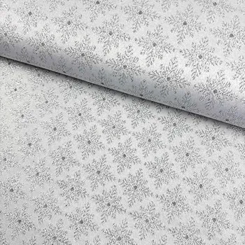 Lurex Vánoce - Vločky stříbrné na šedé