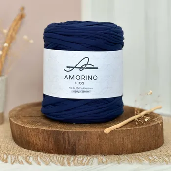 Příze Amorino Fios Textilní špagáty Amorino Fio - Premium 26mm Azul Marinho
