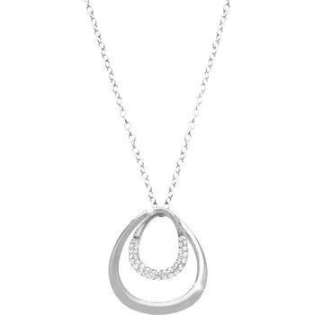 Náhrdelník JSB bijoux s.r.o. Ocelový náhrdelník dvojitý zaoblený trojúhelník s krystaly Swarovski Crystal