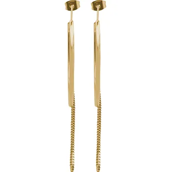 Módní doplněk JSB bijoux s.r.o. Zlaté ocelové náušnice kruhy ozdobené řetízkem