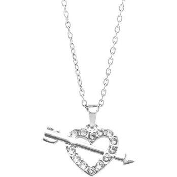 Náhrdelník JSB bijoux s.r.o. Náhrdelník z bižuterní slitiny obvodové srdíčko z krystalů Swarovski s šípem Crystal