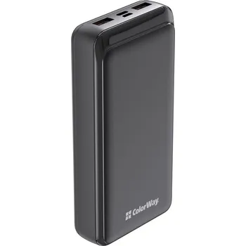 Powerbanka ColorWay CW-PB200LPD2BK PowerBank, 20000mAh, 10W, Li-Pol, výstup 2× USB, vstup USB-C a micro USB, černá CW-PB200LPD2BK