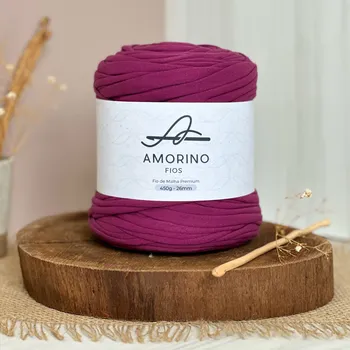 Příze Amorino Fios Textilní špagáty Amorino Fio - Premium 26mm Ameixa